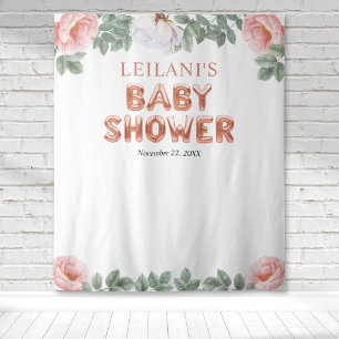 Tenture Fond floral rose gold pour Baby Shower fille avec 