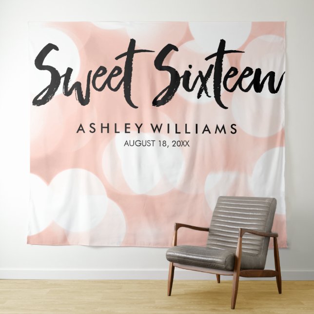 Tenture Fond Moderne de Rose Gold Pailleté pour Sweet 16 (En situation (horizontale))