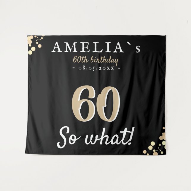 Tenture Fond noir pour fête d'anniversaire des 60 ans insp (Devant (Horizontal))