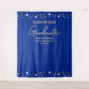 Tenture Fond personnalisé année bleu royal or diplômé