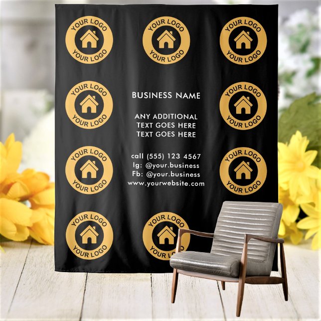 Tenture Fond personnalisé avec logo d'entreprise et texte (Créateur téléchargé)