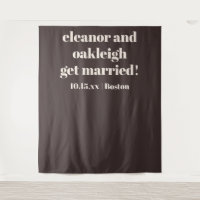 Fond personnalisé de mariage moderne marron avec p