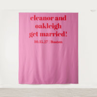 Fond personnalisé de mariage moderne rouge rose gr