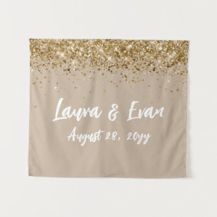 Tenture Fond personnalisé Mariage Photo Booth Sand Tan Or