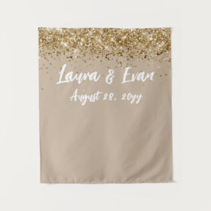 Tenture Fond personnalisé Mariage Photo Booth Sand Tan Or