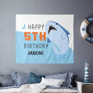 Tenture Fond personnalisé pour les 5 ans de Shark Kids