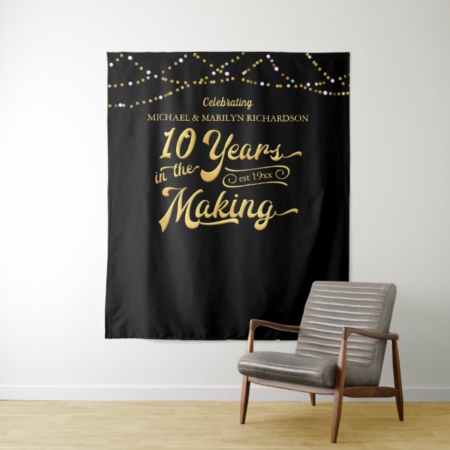 Tenture Fond photographique Black Gold Lights pour 10e ann (En situation)