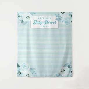 Tenture Fond photographique floral bleu et aqua chic