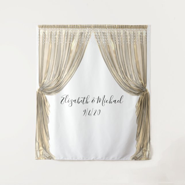 Tenture Fond photographique mariage élégant rideau jaune d (Devant)