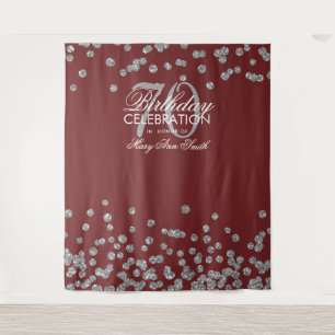 Tenture Fond pour 70e anniversaire confettis argent bordea