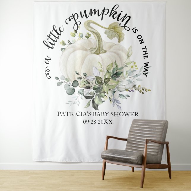 Tenture Fond pour Baby Shower d'Automne Petite Citrouille (En situation)