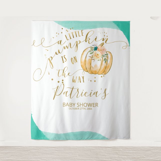 Tenture Fond pour Baby Shower Un Petit Citrouille (Devant)