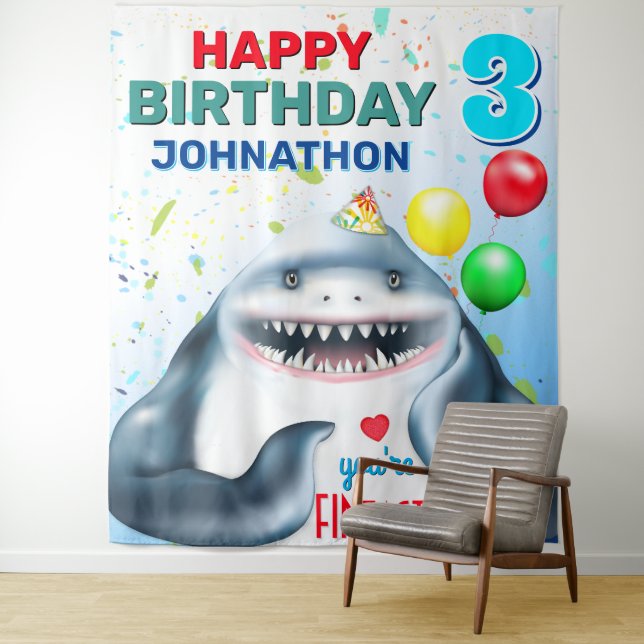 Tenture Fond pour fête d'anniversaire de thème requin pour (En situation)