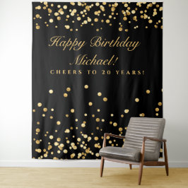 Tenture Fond pour les 20 ans, confettis noir et or