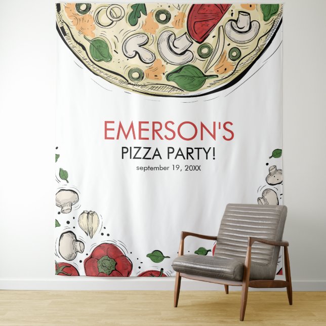 Tenture Fond pour photo d'anniversaire fête de pizza (En situation)