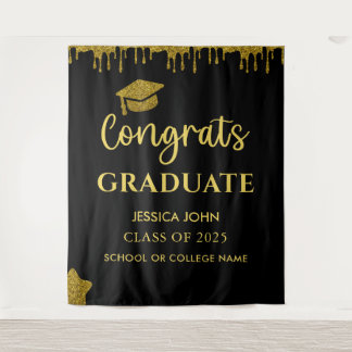 Tenture Fond pour photo de remise de diplôme pailleté noir