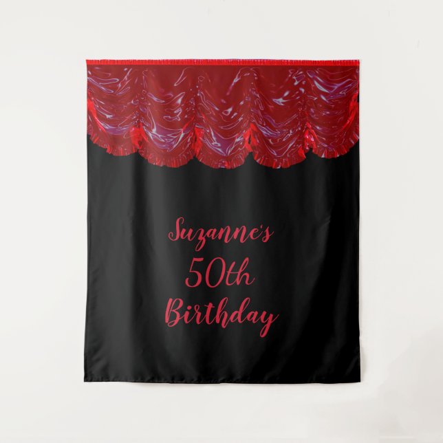 Tenture Fond pour photo Fête 50e Anniversaire Noir Rouge (Devant)