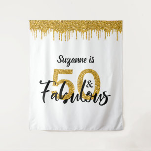 Tenture Fond pour Photobooth 50 ans et Fête Incroyable Or