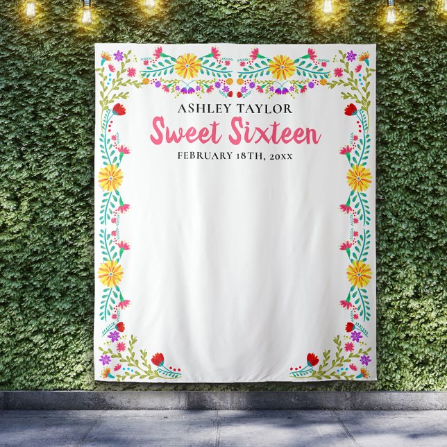 Tenture Fond pour photos Sweet Sixteen Fleurs mexicaines B (Créateur téléchargé)