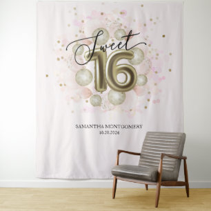 Tenture Fond Rose Doré pour Sweet 16