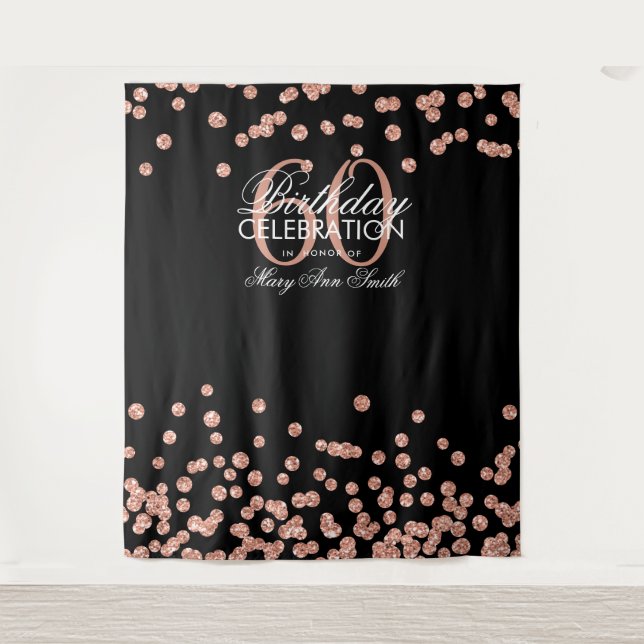 Tenture Fond rose gold et noir pour 60e anniversaire avec  (Devant)