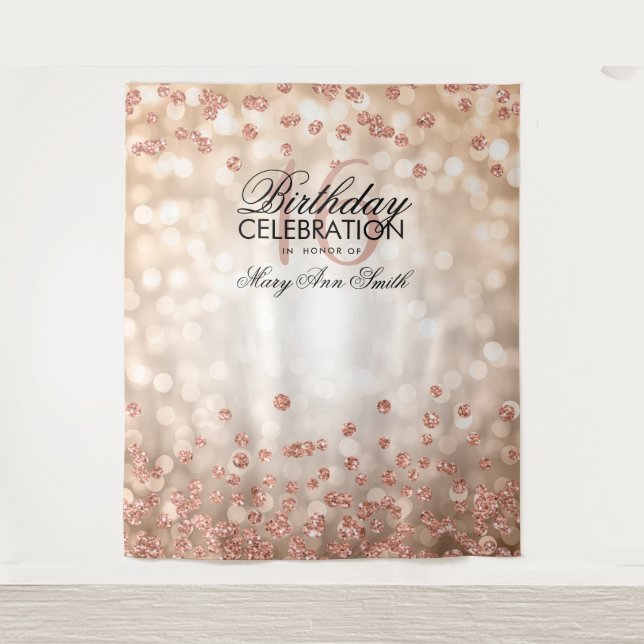 Tenture Fond Sweet 16 Rose Gold Lumières Confettis (Devant)
