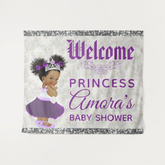 Tenture Fond violet et argent Princesse Africaine Royale (Devant (Horizontal))