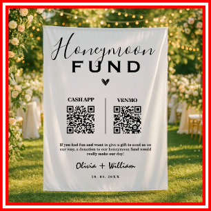 Tenture Fonds de lune de miel QR Mariage de lune de miel