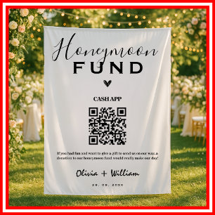 Tenture Fonds de lune de miel QR Moderne Fond de mariage