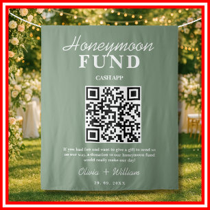 Tenture Fonds de lune de miel Sage QR Green Mariage