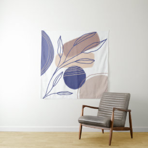 Tenture Formes biologiques Abstraites - Bleu et Beige