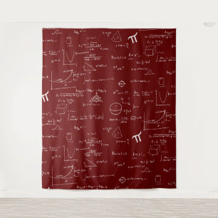 Tenture Formules et équations mathématiques Marron et Blan