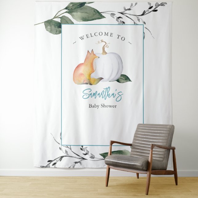 Tenture Fox Citrouille Baby shower Backdrops Garçon (En situation)