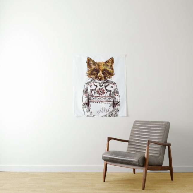 Tenture Fox habillé rusé (En situation)