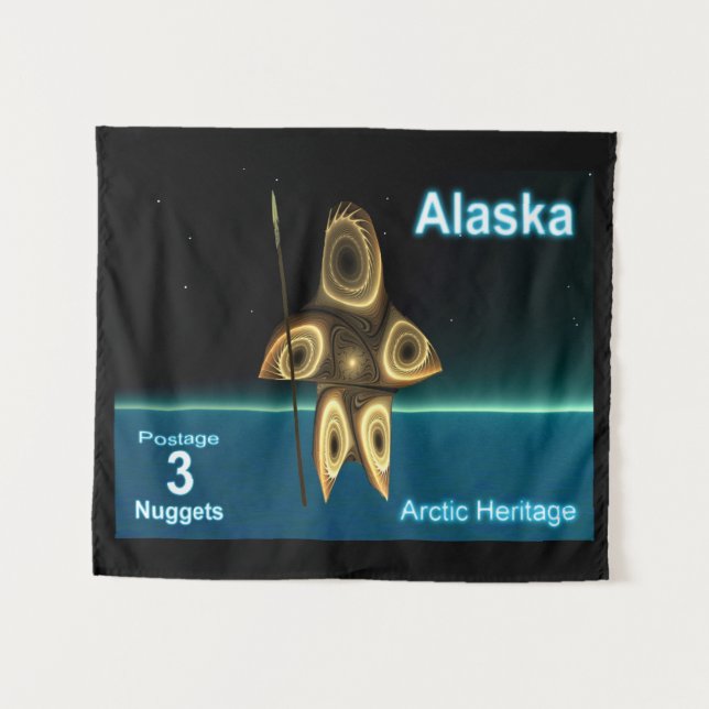 Tenture Fractal Inuit Hunter - Alaska Postage (Devant (Horizontal))