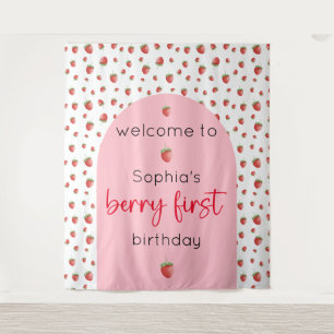 Tenture fraise 1er anniversaire Berry 1er