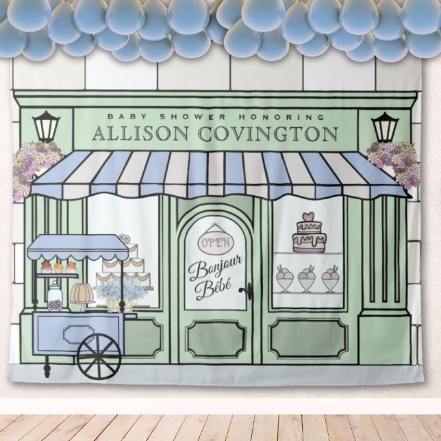 Tenture Français, Baby shower garçon Photobooooth fond d'é (Parisian boy Baby Shower)