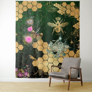 Tenture française chic, victorienne, abeille, florale, feu