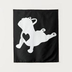 Tenture French Bulldog Yoga Pose Amour Coeur Cadeau