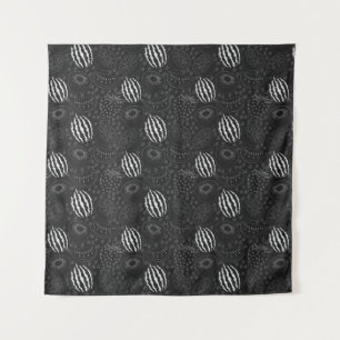 Tenture Fruit sans couture motif noir et blanc Tropical