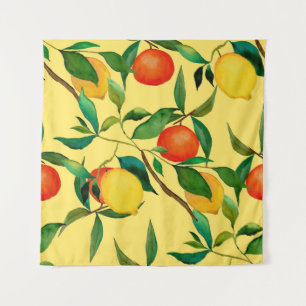 Tenture Fruits d'agrumes, motif d'aquarelle vibrante.