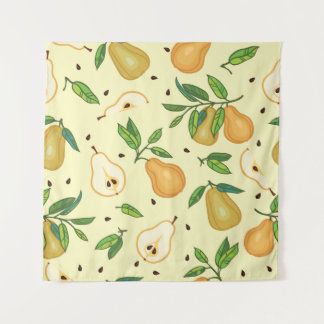Tenture Fruits de poires jaunes : Illustration Vintage.