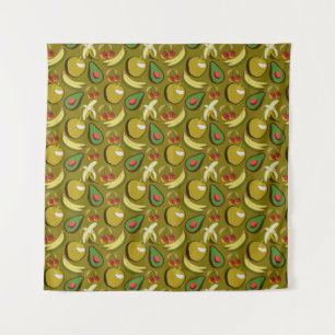 Tenture Fruits tropicaux sans soudure motif jaune