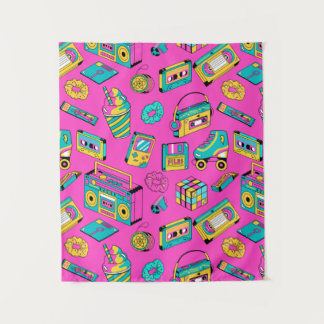 Tenture Fun Neon rose Retro 80s 90s Tech Motif brillant