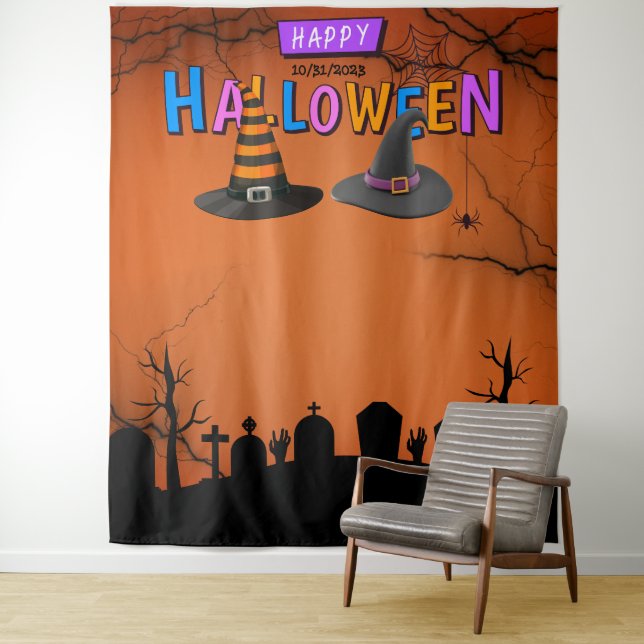 Tenture Fun Selfie Station Halloween Parti arrière (En situation)