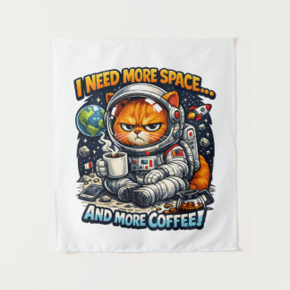 Tenture  Funny Grumpy Cat, Need More Space And More Coffee