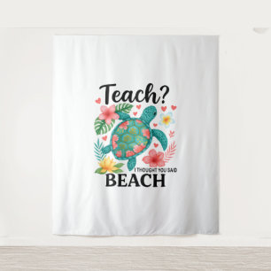 Tenture Funny Teacher Beach Tortue d'été
