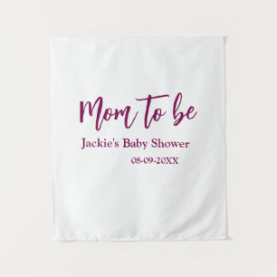 Tenture Futur maman baby shower nom date rose simple minim