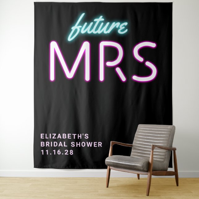 Tenture Futur Mme Néon Lights Enterrement de Vie de Jeune  (En situation)
