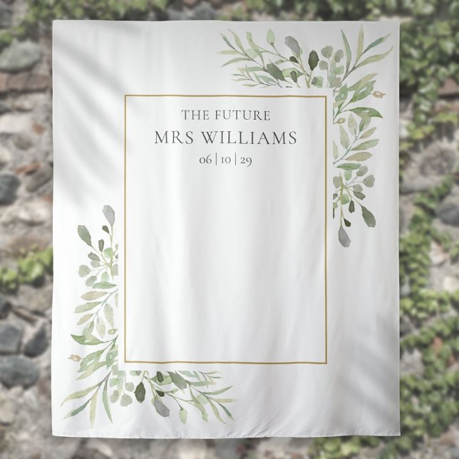 Tenture Futur Mme Toile de fond de photo de verdure pour l (Future Mrs Bridal Shower Greenery Photo Backdrop)